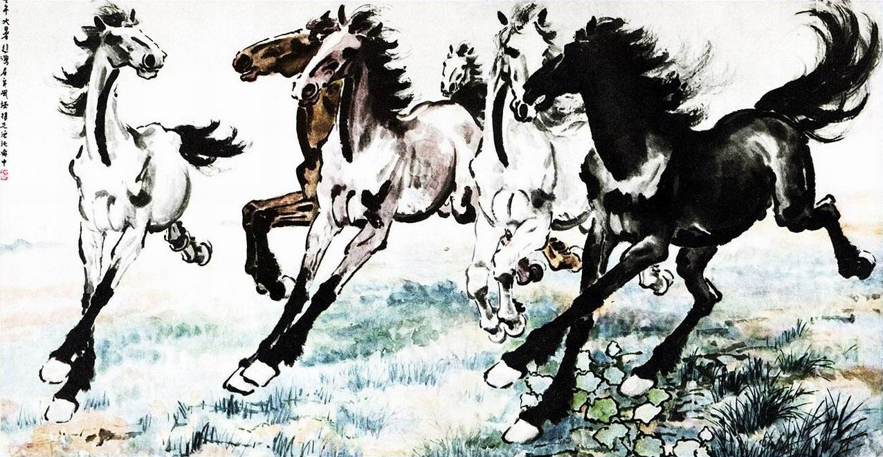 Xu Beihong running horses 1 old China ink Oil Paintings